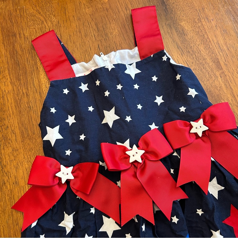 Jessica Ann Americana Star Dress | Boutique Patriotic | Toddler Girls 4T - Picture 2 of 5
